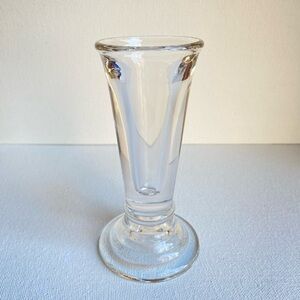 Vintage pressed clear glass bud vase with smooth sides with ribbed base 5 inch